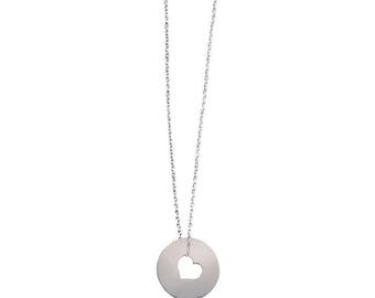 Necklace with disc 22 mm heart Silver 925/000 45 cm