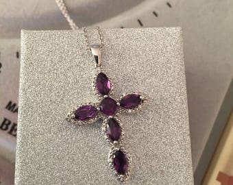 Amythest cross necklace