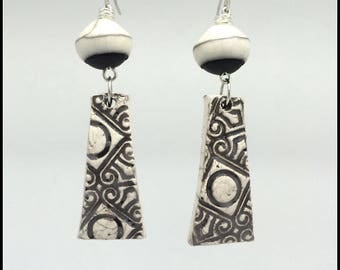 Earrings handmade style ethnic ivory