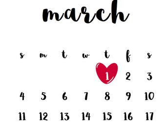 Pregnancy Announcement Calendar PRINTABLE with Heart - CUSTOM