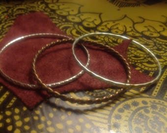 Stack 1: Set of 3 Mixed Metal Bangle Bracelet