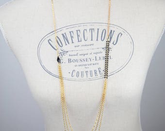 Necklace long necklace gold and black herringbone #1345
