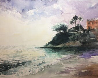 watercolor on paper, original landscape painting