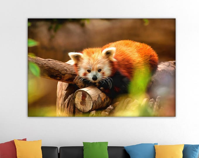 Red panda canvas, Сute canvas, Art panda, canvas, Interior decor, room design, print poster, art picture, gift