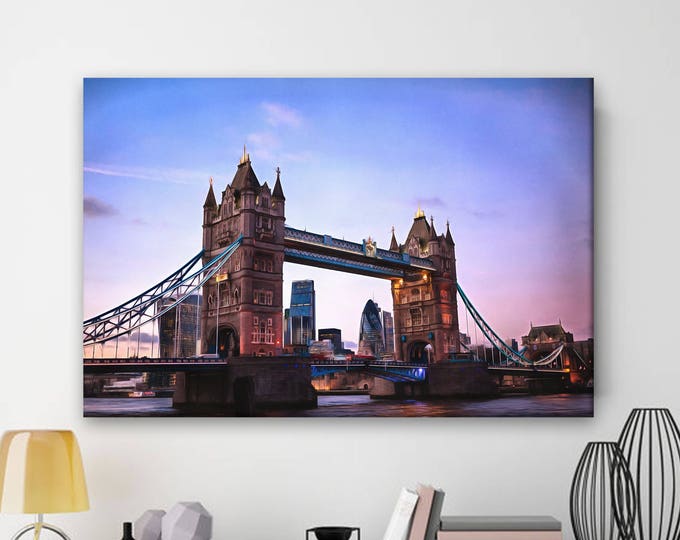 London Tower Bridge canvas, United Kingdom painting, Large art print, Interior decor, Wall decor, Gift for his, home design, Gift
