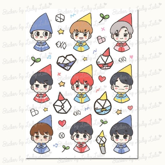 kpop exo sticker sheet