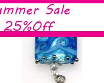 Blue pillow lamowork beads, lamowork glass beads, Handmade Lampwork Beads, Bead Set, SRA, Statement, Made to Oder, Jewelry Supply