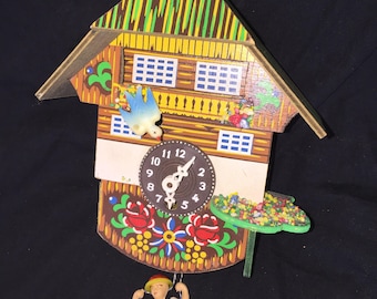 Vintage Black Forest Swiss Chalet Cuckoo Clock