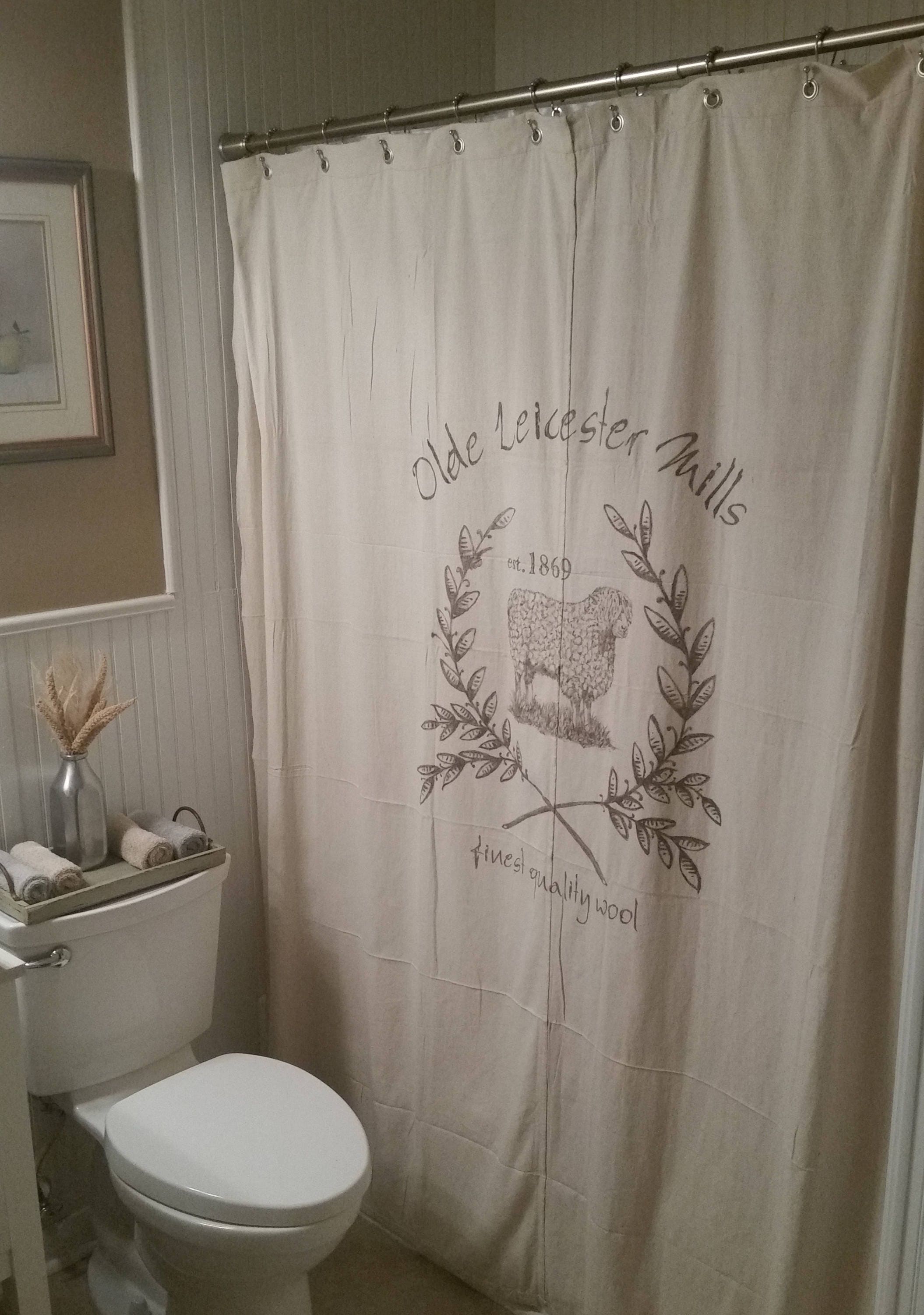 Custom Canvas Fabric Bath Shower Curtain Primitive Country
