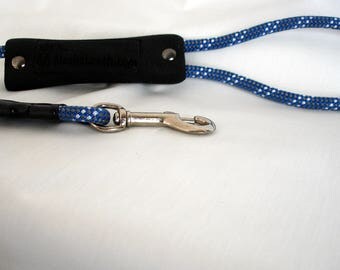 Climbing Rope Dog Leash - Rope Dog Leash - Climbing Rope Leash - Short Leash - 2 Feet Long - Ergonomic Handle - 8mm Blue - READY TO SHIP