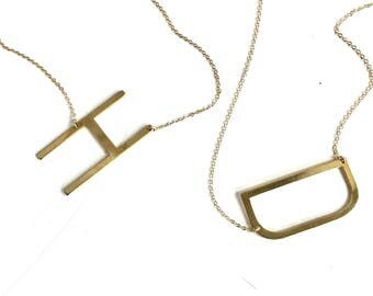 Letter Necklace, Sideways Initial Necklace, Initial Necklace, Initial Jewelry, Personalized Gift, Bridesmaid Gift, The Silver Wren