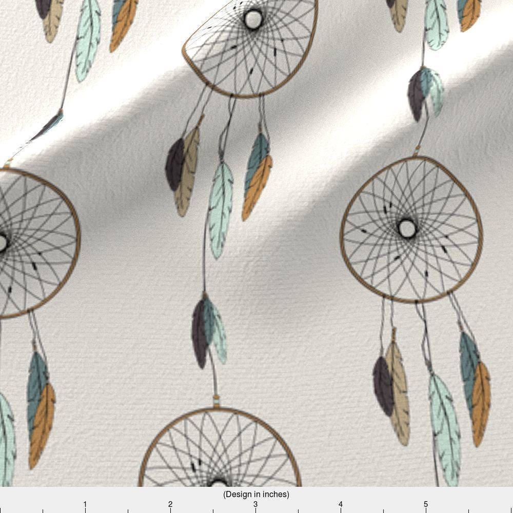 Dream Catcher Fabric - Dreamcatcher // Mint and Teal By Little Arrow ...