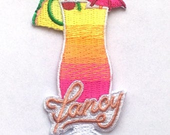 Fancy 1.5" x 2.75" Patch, Cocktail, Tipsy patch, Drunk patch, American Flag, Patriotic Patch, Embroidered Patch