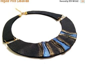 50% OFF SALE Stylish leather necklace. Leather jewelry. Elegant statement necklace.