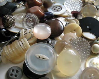 Buttons Supplies Vintage Buttons One Pound of Buttons Bulk Buttons Craft Buttons Assorted Neutral Colors