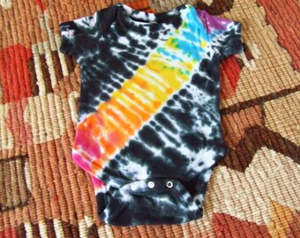 6m Tie Dye Baby Onesie - Cosmic Rainbow Road - Ready to Ship