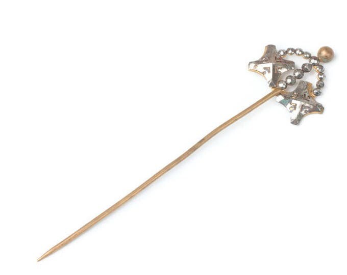 Antique Cut Steel Hat Pin Hair Pin 5 Inches Long Victorian