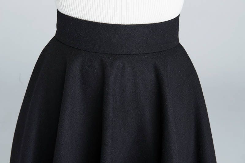 black knee length circle skirt