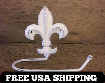 Fleur de lis | Toilet Paper Holder | Shabby chic bathroom | Tissue Holder | TP Hanger | Cottage Chic Retro Bathroom Decor | FleurDeLisJunkie