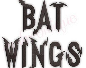 BatWing Bat Halloween Font-1", 2", 3", 4", 5" A-Z, 0-9 BX Files included- Instant Download Machine embroidery design