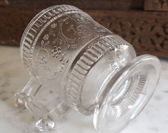 Antique Pattern Glass EAPG Mug/Cup c1890 - Bryce Brothers Ribbed Forget-Me-Not pattern - Early American Pattern Glass
