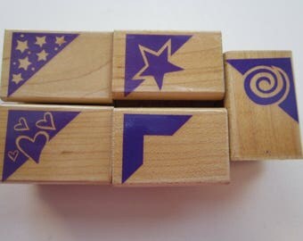 5 rubber stamps - HERO ARTS Photo Corners - circa 1998