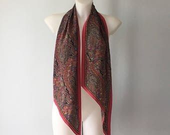 Vintage Silk Scarf, Liberty of London, Vintage Ladies Silk Scarf, Long Silk Scarf, Liberty of London Made in France, Paisley Print Scarf