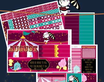 Retires Friday July 27th - Sprinkles the Unicorn - Balancing Act August 2017 Monthly Overview Planner Sticker Set