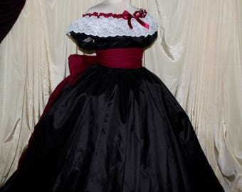 READY-to ship!!! civil war Black Burgundy formal Extra puffed shorts sleeves-Summer- 8-10-12-14-16 New! Taffeta