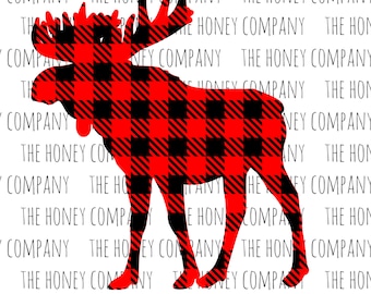 Buffalo Plaid Moose SVG DXF PNG Fall Christmas Cutting Machine Cut Files Silhouette Cricut