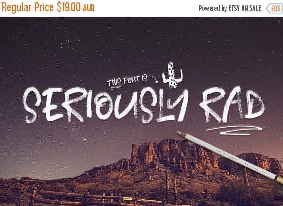 Digital Fonts 80% Off SALE Digital Fonts Seriously Rad - Digital Typeface - Hand Painted Brush Fonts - Instant Download
