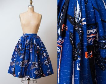 1950s Alfred Shaheen Skirt / 50s Hawaiian Skirt
