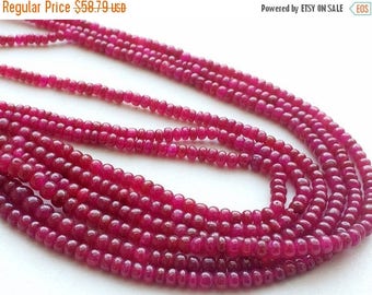 ON SALE 55% Ruby Beads, Ruby Jewelry, Ruby Necklace, Ruby Smooth Rondelles, 3mm To 4.5mm, 6.5 Inch Strand, 39 Pieces