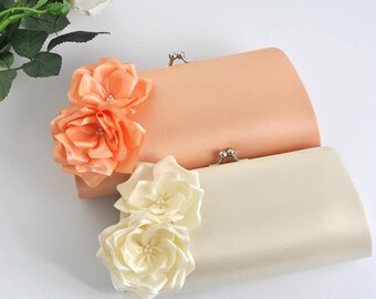 IVORY_PEACH / Bridal Clutch / Bridesmaid Clutch / Wedding clutch / Prom / Custom clutch