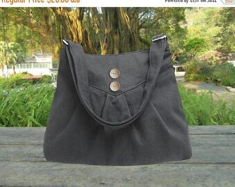 On Sale 20% off Black purse / cross body bag / messenger bag / shoulder bag / diaper bag - cotton canvas, zipper inside pocket