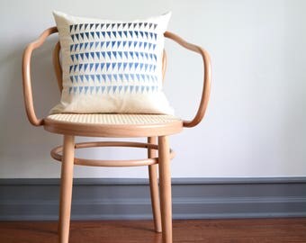 Geometric Linen Pillow/Custom/Scandinavian/Triangles/Ombre Dark to Light Blue/Handmade/Handprinted/ New Collection/ZigZag Studio Design