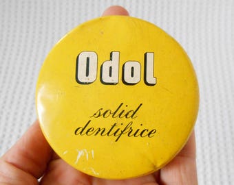 Bright Yellow Tin Vintage Odol Solid Toothpaste Solid Dentifice English Tin