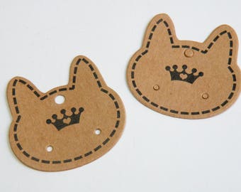 25 Adorable Cat Earring Display Cards Kraft Paper 36x36mm earring display DB73879