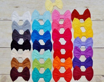 Solid Fabric Hairbows, Back to School Bows, Double Stack Fabric Bows, Girls accessories, Toddler Hair Clip, PIggie Bows, Pigtail Bows