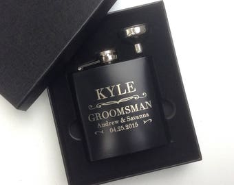 Groomsmen Gift, Engraved Hip Flask, Groomsmen Flask, Personalized Flask, Flask Gift Set, Bridal Party, Wedding Party Gift, Flask