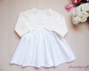 Short Christening gown with bolero, dress 100% cotton various sizes