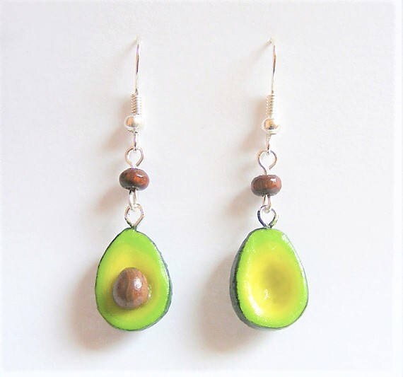Food Jewelry Avocado Earrings Miniature Food Earrings Mini