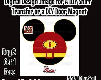 Personalized Mr Incredible Mickey Ears Mouse Head Printable Iron on Transfer Mr Incredible Mouse Head – DIY Disney Shirt Superhero Shirt