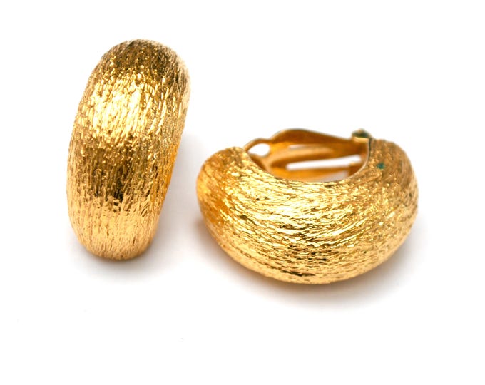 St John Hoop Earrings - Brushed Gold Plated - gold - Halfhoop -Clip on earrings