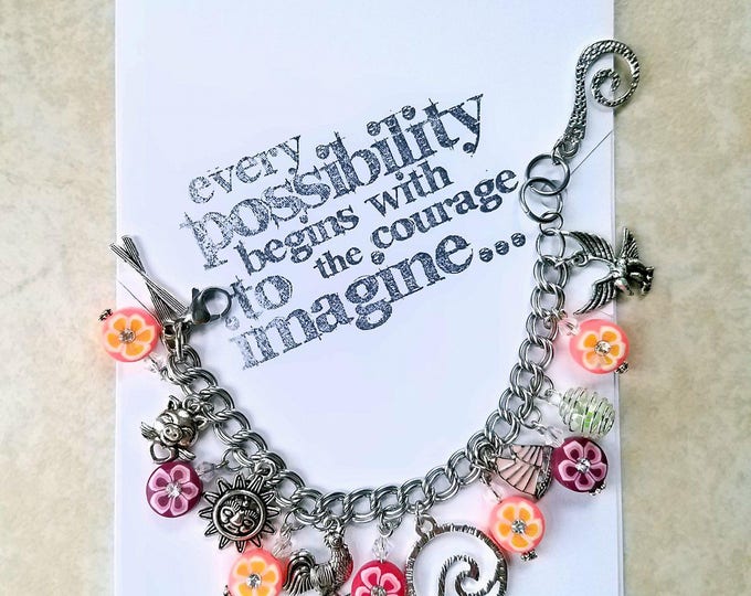 Moana charm bracelet Princess Fairy Tale Bracelet Flowers Ocean Gift for Girl Teen woman Silver Moana fan jewelry Bright colors #1L1