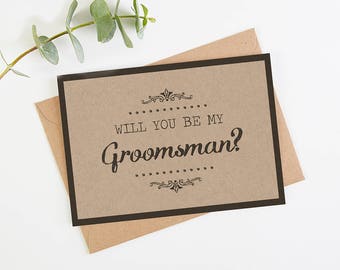 Will You Be My Groomsman Card - Kraft Rustic