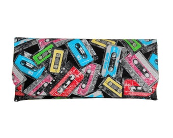 Festival clutch cassette tape design, retro clutch wallet, hand bag. Clutch purse