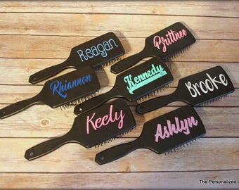 Monogram Paddle Brush - Personalized Custom Black Paddle Hair Brush Bride Bridesmaid Cheer Dance Gift