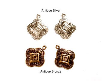 2 Moroccan Style Antique Silver Or Antique Bronze Charms - 21 53-12