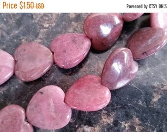 SAVE 20% SAT & SUN 1 Large Rhodonite Heart Shaped 20mm